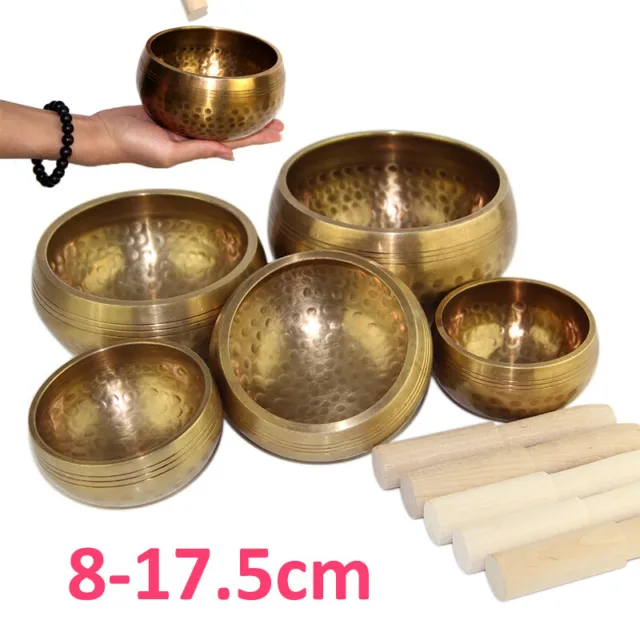 Tibet Singing Bowl Set of 3 Meditation Buddha Sound Handcrafted Nepal Healing