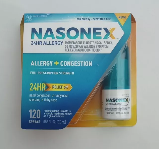 NEW 24HR ALLERGY + Congestion Nasal Spray Non Drowsy 120 Sprays EXP 03/