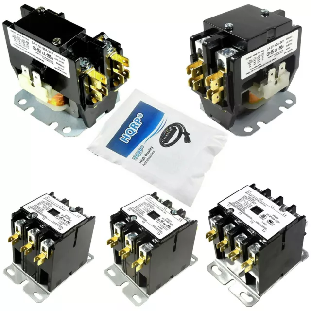 AC Condenser Contactor HVAC Definite Purpose Relay 1-4 Pole 24 or 120V UL Listed