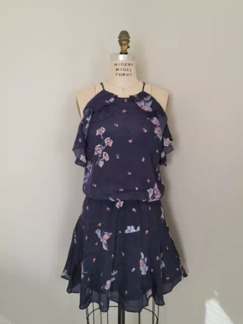 Karina Grimaldi Womens Angelina Navy Sleeveless Floral Mini Dress  Large