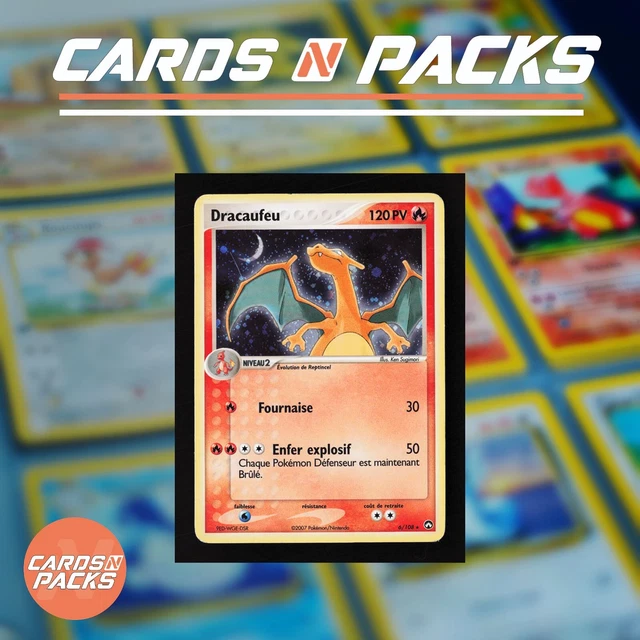 Carte Pokémon Dracaufeu 6/108 Reverse Holo - Gardiens Du Pouvoir, Français, état Très Abîmé (Heavily Played)