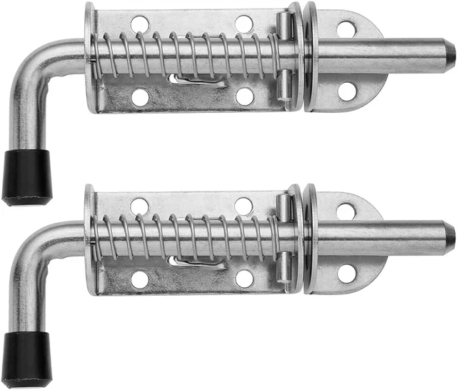 Spring Loaded Latch Pin Stainless Steel Barrel Bolt Thickened Brushed 2 Pack NEW