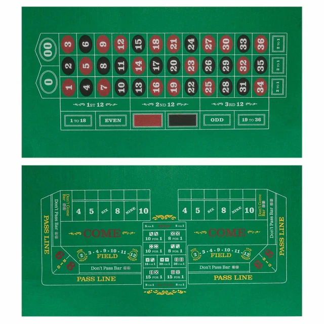 Double-Sided Craps Table & Roulette Casino Felt | Convenient, Space-Saving
