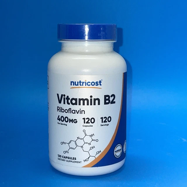 NUTRICOST VITAMIN B2 (Riboflavin) 400mg, 120 Capsules Gluten Free Exp