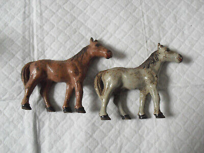 Lot of 2 Vintage Cast Iron Horse Animal Figurines 2 3/4" Tall #2