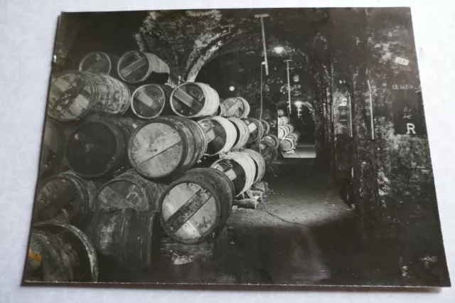 photographie ancienne CHAI  de CHATEAU  VINS barriques bouteilles
