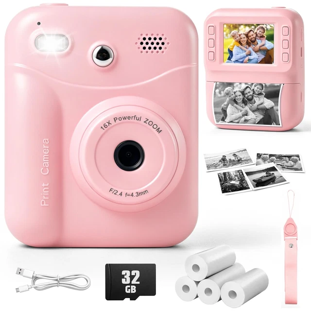 APPAREIL PHOTO INSTANTANÉ Enfant 48MP Imprimante Kid Camera 3-12 Rose ...