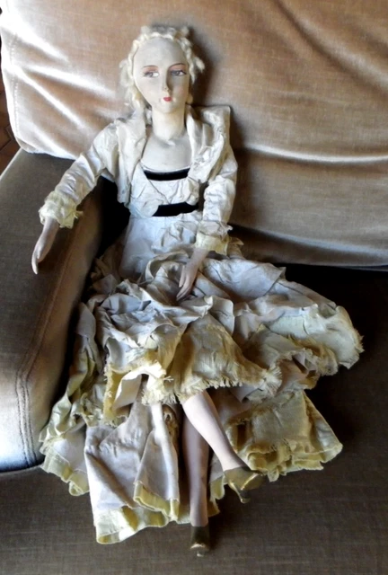 ANCIENNE POUPÉE DU Monde en Chiffon et Papier Mâché Vintage 1965 environ 18 cm EUR 29,00 - FR