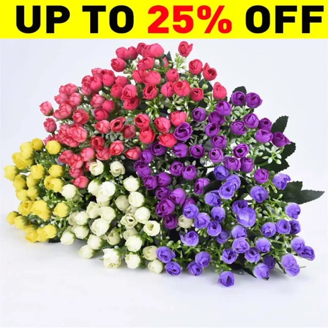 36Heads Artificial Silk Flowers Bunch Wedding Home Grave Outdoor Bouquet Decor