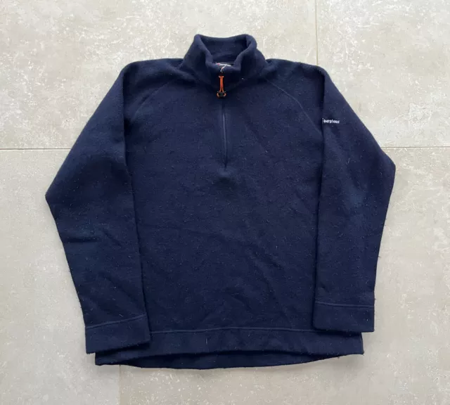 BERGHAUS 1/4 Zip Wool Men’s Fleece Size LARGE
