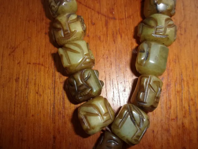 Antique Carved Brown Jade Buddha Tibet Immortal prayer beads