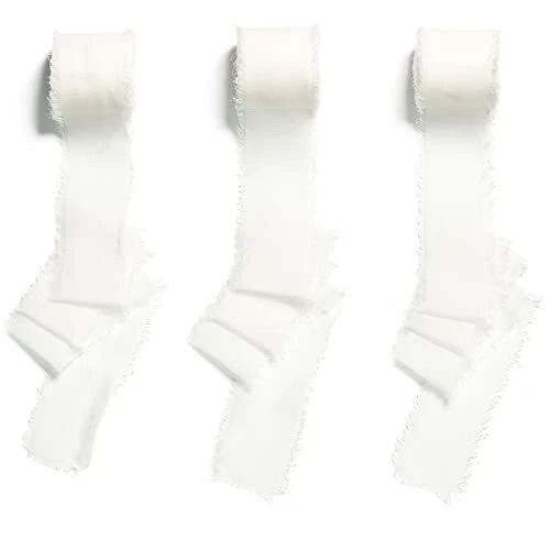 CHUQING Lot de 3 rouleaux de ruban cadeau blanc de 38 cm x 6 m pour mariage f...