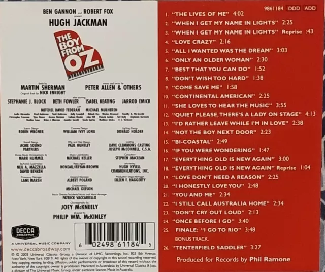 The boy from OZ CD : Hugh Jackman (2003, Universal) VGC, Free Post 2