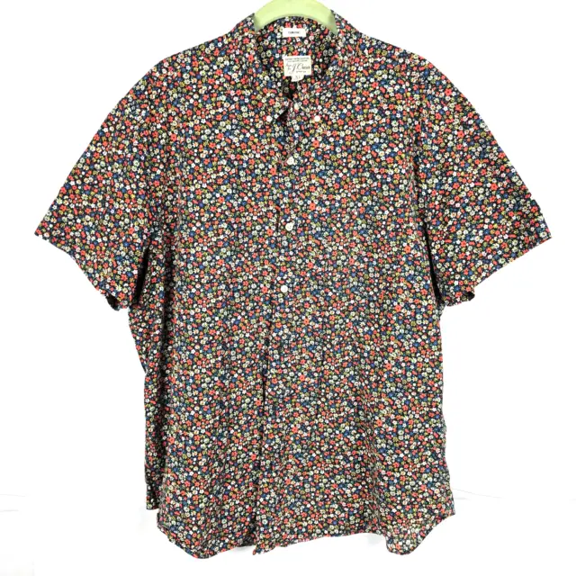 J Crew Men XL  Secret Wash Organic Mico Classic Floral Button Down Shirt Sz XL