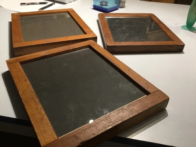 3 vintage 7x9-in WOOD DARKROOM unbranded CONTACT PRINTING FRAMES