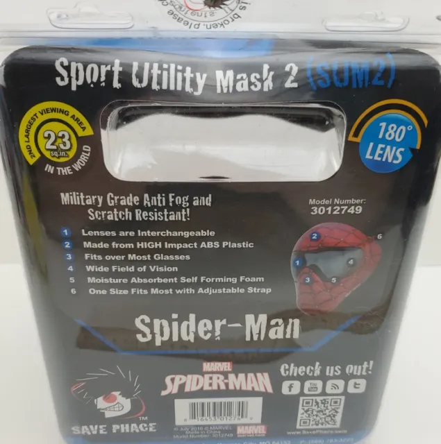 New Save Phace Marvel Spider-Man SUM2 Sports Utility Mask 2 Goggles Avengers 2