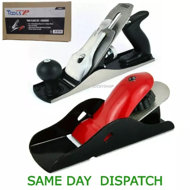 TWIN IRON WOOD PLANE NO. 4 CARPENTERS STEEL SMOOTHING Plane &5 1/2" Block Plane