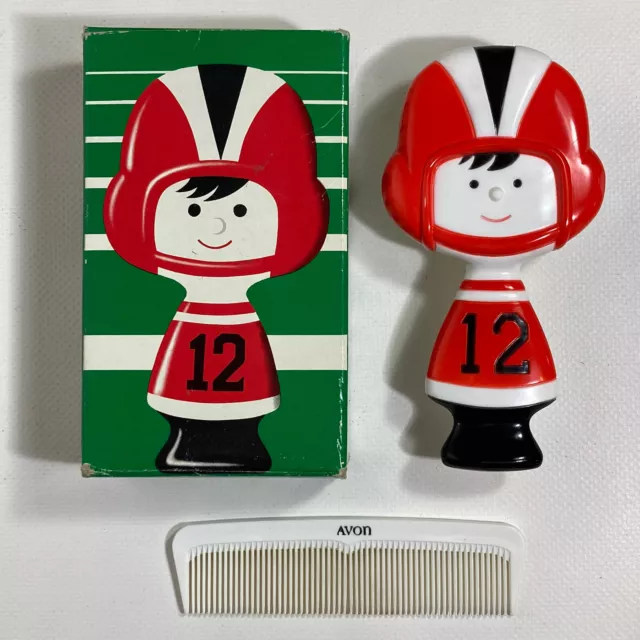 VTG Avon Football Grid Kid Brush and Comb Set Red White Original Box 1970s