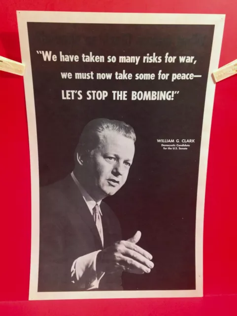 Vintage 1968 Political Campaign Advertising Poster Stop The Bombing In Vietnam