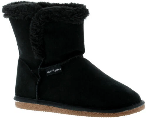 Hush Puppies Femmes Bottines ASHLEIGH Cuir à Enfiler Noir UK Taille