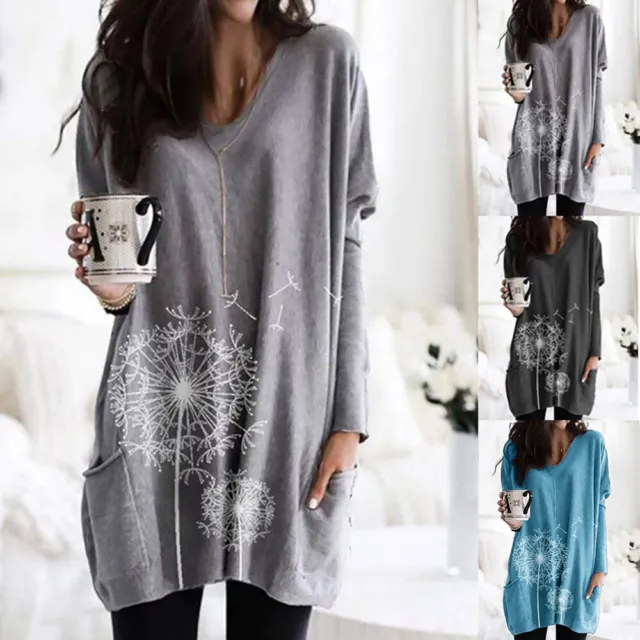 Plus Size Women Baggy Long Sleeve Tunic Tops Ladies Casual Loose T Shirt Blouse