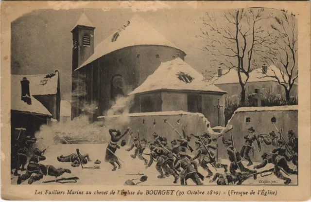 CPA LE BOURGET Eglise Fusilliers Marins GUERRE MILITAIRE 1870 (47201)
