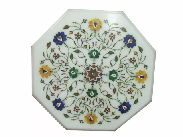 12" Marble Inlay Coffee Table Top Pietra Dura Micro Mosaic Inlaid Home Decor