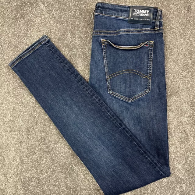 Tommy Hilfiger Simon Jeans W38 L36 Tall Slim Skinny Dark Blue Denim Stretch