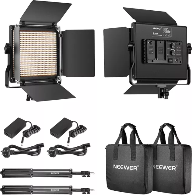 Neewer 2 Pack Bi-color 660 LED Video Light and Stand Kit for Studio Photography 3