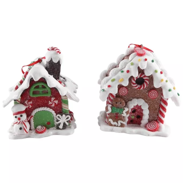 2 piezas Estatuillas de Navidad de pan de jengibre casa de hadas decoración en miniatura4695