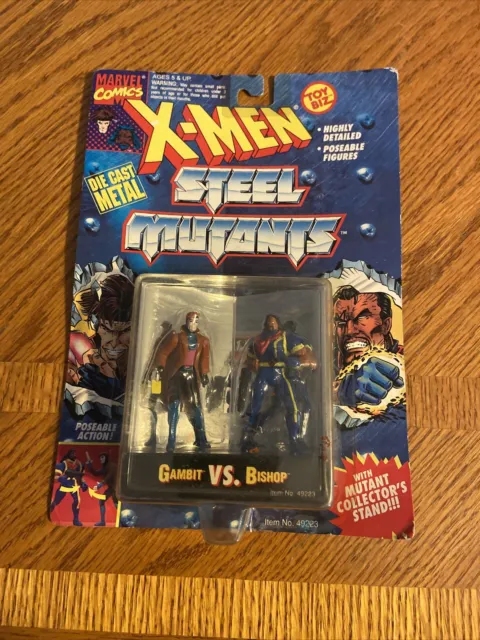Marvel X-Men Steel Mutants GAMBIT vs BISHOP Die Cast Metal Toy Biz Figure New