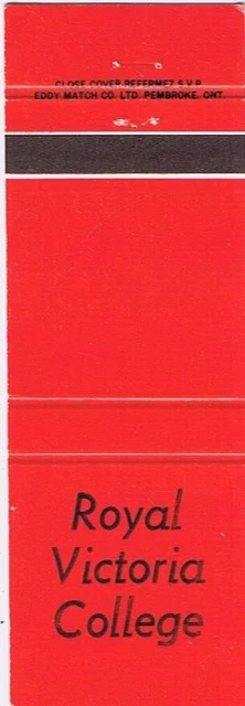 Matchbook Cover Royal Victoria College McGill University Montreal Quebec