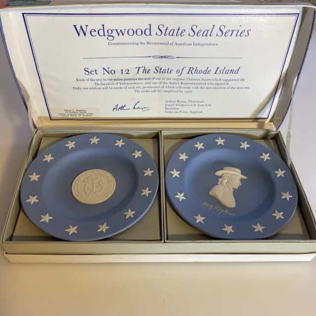 Vintage Wedgwood State Seal Series Blue & White Plates Pennsylvania lfd 1