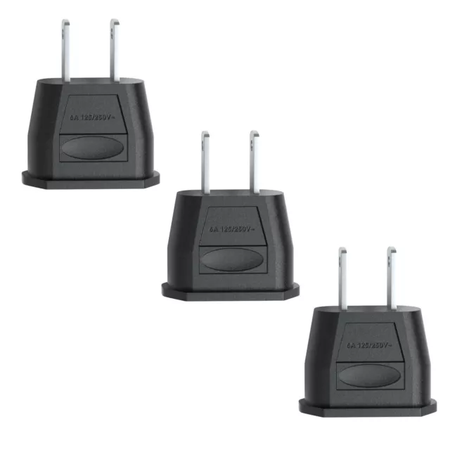 3x Reiseadapter EU DE auf USA Amerika 2pin Steckdose Reisestecker Adapter Strom 2