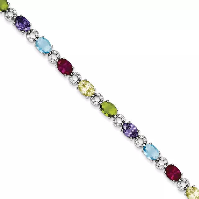 Sterling Silver 7inch Multicolor CZ Bracelet 7"