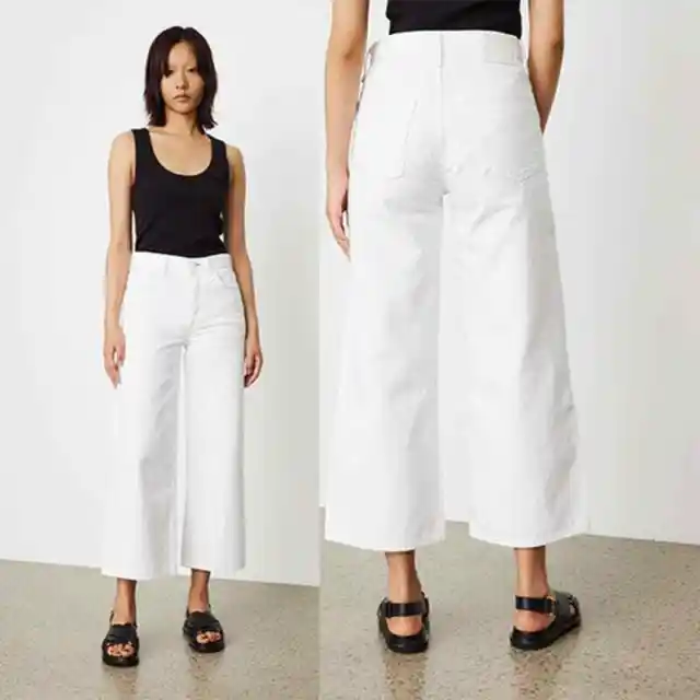 Rag & Bone Andi High Rise Ankle Wide Leg Jeans Women's Optic White Size: 23 NWOT