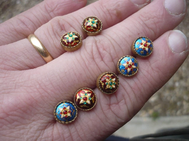 Lot De 7 Boutons Anciens Design - Diamètre 2,5 Cm - Couleur Rose - Neuf