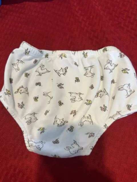 9 Months Girls Bunny And Rose Cloth Diaper Cover Panty In White