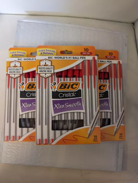 BIC Cristal® Xtra Smooth Stic Ball Pen Red Lot Of 3 10 Packs