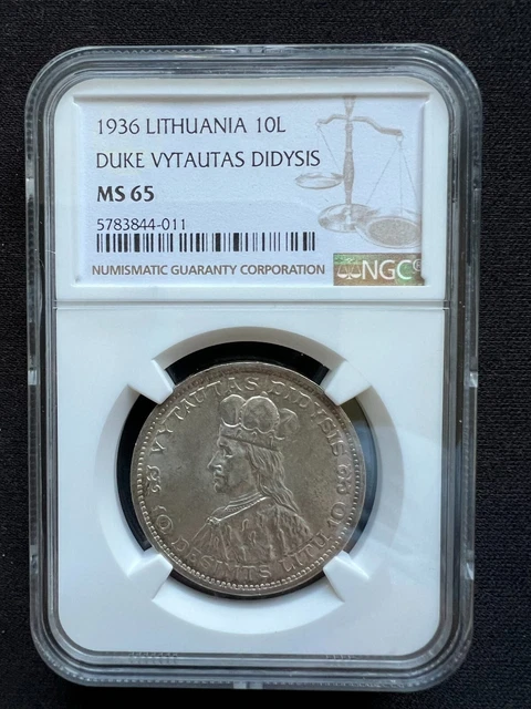 1936  Lithuania 10  Litu  Vytautas --- NGC  MS 65----