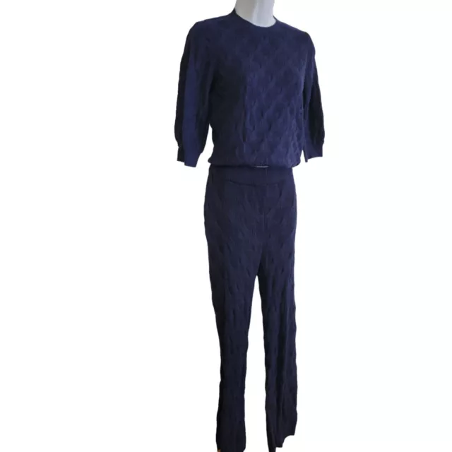 Women's Navy Cable Knit Sweater and Wide Leg Pant Outfit from Rachel Comey XXS 2