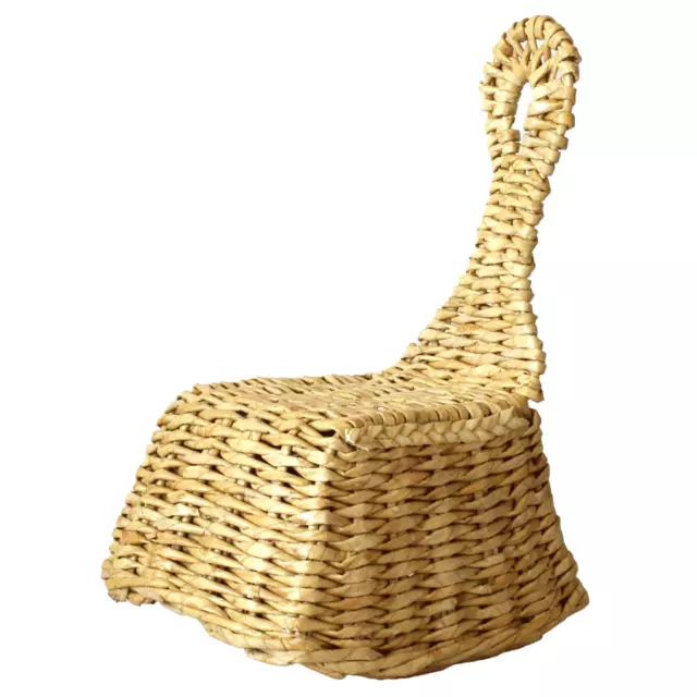 Miniature hanging chair 1:6 scale, stylish wicker dollhouse furniture. Swing arm