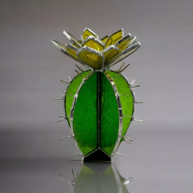 Stained Glass Cactus With Yellow Flower