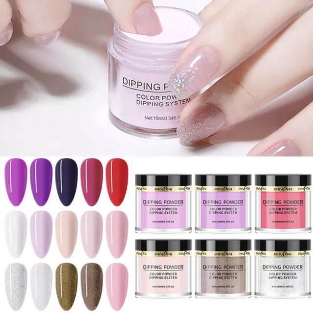 16 Colours Acrylic Nail Dipping Powder 10 Ml Pot Clear Pink Dust Dip UK Hot NEW