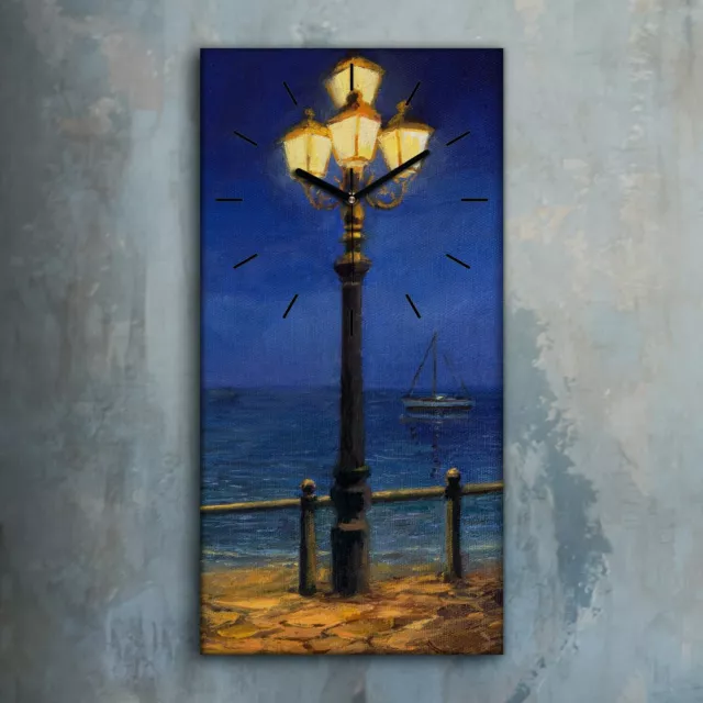 Silencieux Horloge murale sur toile 30x60 Photo grande été soirée à Amalfi