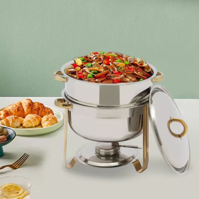 14.2 Qt.Round Food Chafer Catering Chafing Dish Stainless Steel Deep Soup Pot us
