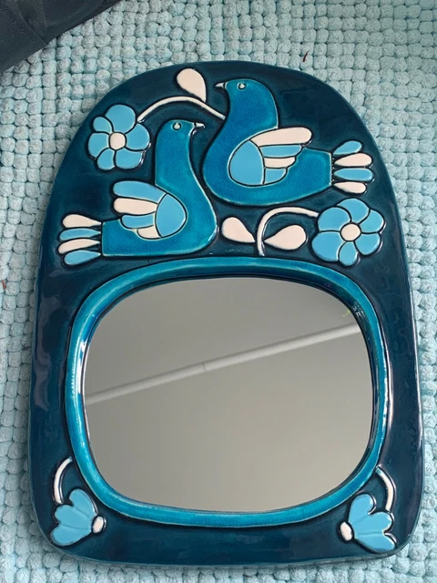 Miroir Ovale Cadre Céramique Fleurs 24x30 Cm - Déco Murale Multicolore