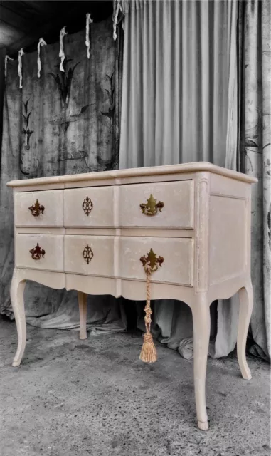 Commode/piccolo Comò Piano in Legno con decorazione finto marmo rosa