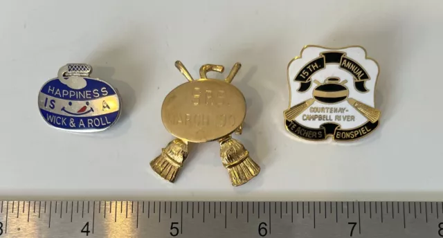 Curling & Bonspiel Campbell River -  Vintage Collector Pin Lot: 3 Pins Included!