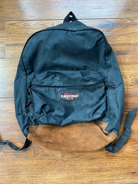 【USA製】Eastpak Backpack Suede Bottom Eastpak Backpack Made In USA Green Leather Suede Bottom
